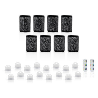 Auraglow Omniance Seraphine Rechargeable Wireless Table Lamp With Remote - Black - 8 Lamps, 16 Light Sources, 2 Remotes - image 1