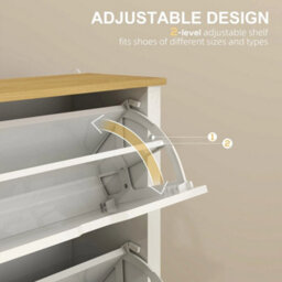 18-Shoe Storage Cabinet 6 Shelves 3 Drawers Tabletop High Gloss White - thumbnail 5