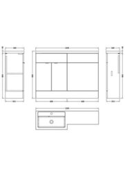 Hudson Reed Fusion 1200mm Left-Hand Basin And Wc Combination Unit, Gloss White, Floor-Standing - thumbnail 6