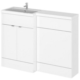 Hudson Reed Fusion 1200mm Left-Hand Basin And Wc Combination Unit, Gloss White, Floor-Standing - thumbnail 1