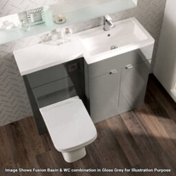 Hudson Reed Fusion 1200mm Left-Hand Basin And Wc Combination Unit, Gloss White, Floor-Standing - thumbnail 4