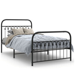 Berkfield Metal Bed Frame Without Mattress With Footboard Black 100X200Cm - thumbnail 2