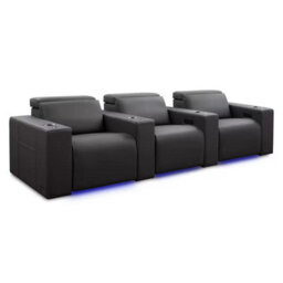 Valencia Barcelona 3 Seat Power Recliner Sofa Black Leather Home Theatre Seating Rgb Led Usb Headrest Lumbar - thumbnail 8