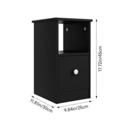 Black 1 Drawer Bedside Table Cabinet Sofa Side Lamp Table Nightstand Shelf Storage - thumbnail 2