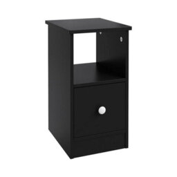 Black 1 Drawer Bedside Table Cabinet Sofa Side Lamp Table Nightstand Shelf Storage - thumbnail 1