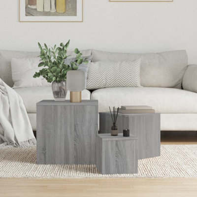 Berkfield Side Tables 3 Pcs Grey Sonoma Engineered Wood - image 1