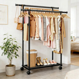 Heavy Duty Metal Double Clothes Rail Garment Hanging Rack - thumbnail 3