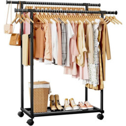 Heavy Duty Metal Double Clothes Rail Garment Hanging Rack - thumbnail 4