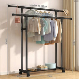 Heavy Duty Metal Double Clothes Rail Garment Hanging Rack
