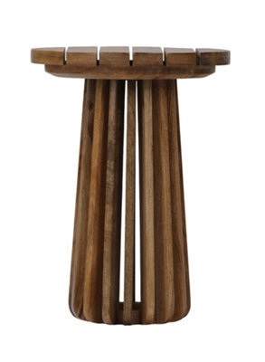 Buttercup Farm Slatted Round Side Table - Mango Wood - L37 X W37 X H51 Cm - Mango Light Finish
