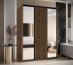 Arte Sapporo Ii Oak Artisan Mirrored Sliding Door Wardrobe With Shelves And Hanging Rails  (H)2050mm (W)1800mm (D)600mm - thumbnail 3