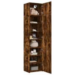 Berkfield Slim Storage Cabinet Smoked Oak 50X42.5X225 Cm Engineered Wood - thumbnail 3