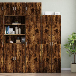 Berkfield Slim Storage Cabinet Smoked Oak 50X42.5X225 Cm Engineered Wood - thumbnail 1