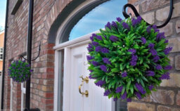 Pair Of Best Artificial 28Cm Purple Lush Lavender Hanging Basket Flower Topiary Ball - Weather & Fade Resistant - thumbnail 2