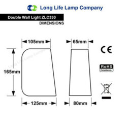 Long Life Lamps Company Double Outdoor Wall Light Black Zlc330 - thumbnail 2
