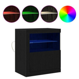 Berkfield Sideboard With Led Lights Black Oak 60,5X37X67 Cm - thumbnail 4