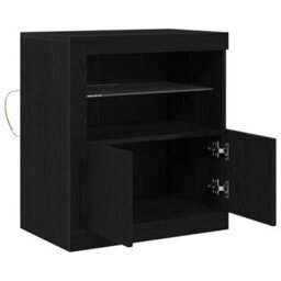Berkfield Sideboard With Led Lights Black Oak 60,5X37X67 Cm - thumbnail 6