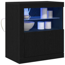 Berkfield Sideboard With Led Lights Black Oak 60,5X37X67 Cm - thumbnail 3