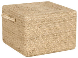 Wyld And Coco Handmade Brown Jute Pouffe With Eps Beads And Handles 45 X 45 X 30 Cm - thumbnail 3