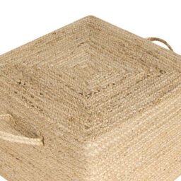 Wyld And Coco Handmade Brown Jute Pouffe With Eps Beads And Handles 45 X 45 X 30 Cm - thumbnail 5