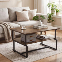 Modern Coffee Table With Storage Shelves Simple Design For Living Room - thumbnail 3