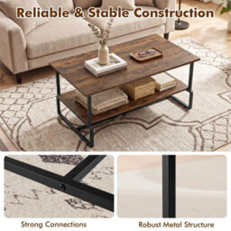 Modern Coffee Table With Storage Shelves Simple Design For Living Room - thumbnail 6