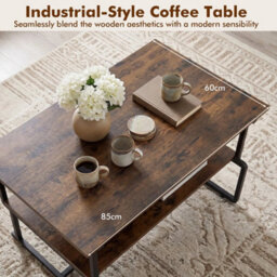 Modern Coffee Table With Storage Shelves Simple Design For Living Room - thumbnail 5