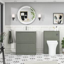 Royal Bathrooms Elmore 700mm Traditional Floor Standing 2 Drawer Bathroom Vanity Unit With Sintered Stone Basin Sink - Matt Green - thumbnail 4