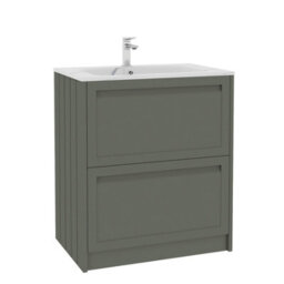 Royal Bathrooms Elmore 700mm Traditional Floor Standing 2 Drawer Bathroom Vanity Unit With Sintered Stone Basin Sink - Matt Green - thumbnail 6