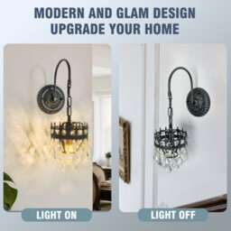 Vrygle 1Pcs Vintage Crystal Wall Sconce Lamp Teardrops Pendant Wall Vanity Lighting Fixture - thumbnail 6