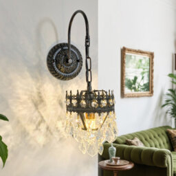 Vrygle 1Pcs Vintage Crystal Wall Sconce Lamp Teardrops Pendant Wall Vanity Lighting Fixture - thumbnail 7