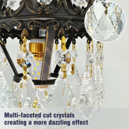 Vrygle 1Pcs Vintage Crystal Wall Sconce Lamp Teardrops Pendant Wall Vanity Lighting Fixture - thumbnail 4