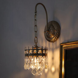 Vrygle 1Pcs Vintage Crystal Wall Sconce Lamp Teardrops Pendant Wall Vanity Lighting Fixture - thumbnail 1