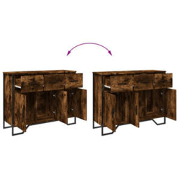 Berkfield Sideboard Smoked Oak 97X32.5X74.5 Cm Engineered Wood - thumbnail 8
