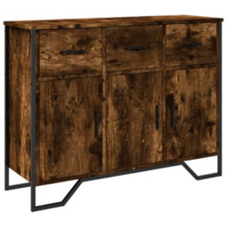 Berkfield Sideboard Smoked Oak 97X32.5X74.5 Cm Engineered Wood - thumbnail 2