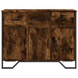 Berkfield Sideboard Smoked Oak 97X32.5X74.5 Cm Engineered Wood - thumbnail 4