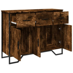 Berkfield Sideboard Smoked Oak 97X32.5X74.5 Cm Engineered Wood - thumbnail 5