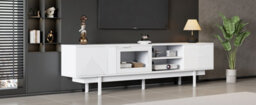 Modern Tv Stand With 2 Doors, 2 Drawers And Open Shelf, White - thumbnail 5