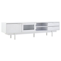 Modern Tv Stand With 2 Doors, 2 Drawers And Open Shelf, White - thumbnail 3