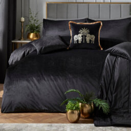 Laurence Llewelyn-Bowen Montrose Luxury Black Velvet Duvet Cover Set