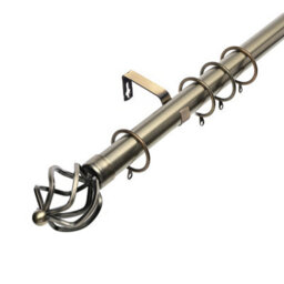 Lister Cartwright 28mm Antique Brass Fixed Metal Curtain Pole Set With Cage Finial(200 Cm)