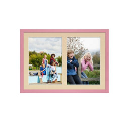 AK Frames 20X14 Pastel Pink Sleek Multi Photo Frame With Ivory Mount - Holds 2 Apertures (2X) A4 Photos - thumbnail 1