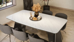 Furneo Monza, White Marble Effect, Modern Extending Dining Table, 156Cm To 206Cm - thumbnail 7