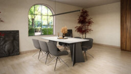 Furneo Monza, White Marble Effect, Modern Extending Dining Table, 156Cm To 206Cm - thumbnail 3