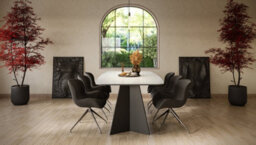 Furneo Monza, White Marble Effect, Modern Extending Dining Table, 156Cm To 206Cm - thumbnail 8