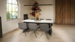 Furneo Monza, White Marble Effect, Modern Extending Dining Table, 156Cm To 206Cm - thumbnail 9