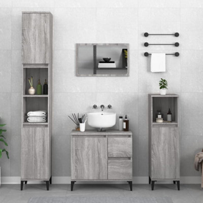 Berkfield Bathroom Cabinet Grey Sonoma 30X30X100 Cm Engineered Wood - image 1