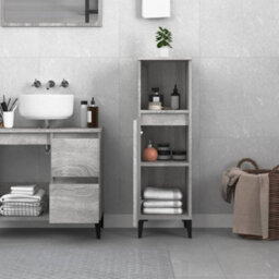 Berkfield Bathroom Cabinet Grey Sonoma 30X30X100 Cm Engineered Wood - thumbnail 3