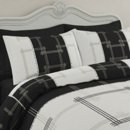 Patchwork Duvet Cover Set Vintage Style Bedding Matching Pillowcases Black - thumbnail 2