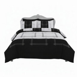 Patchwork Duvet Cover Set Vintage Style Bedding Matching Pillowcases Black - thumbnail 4